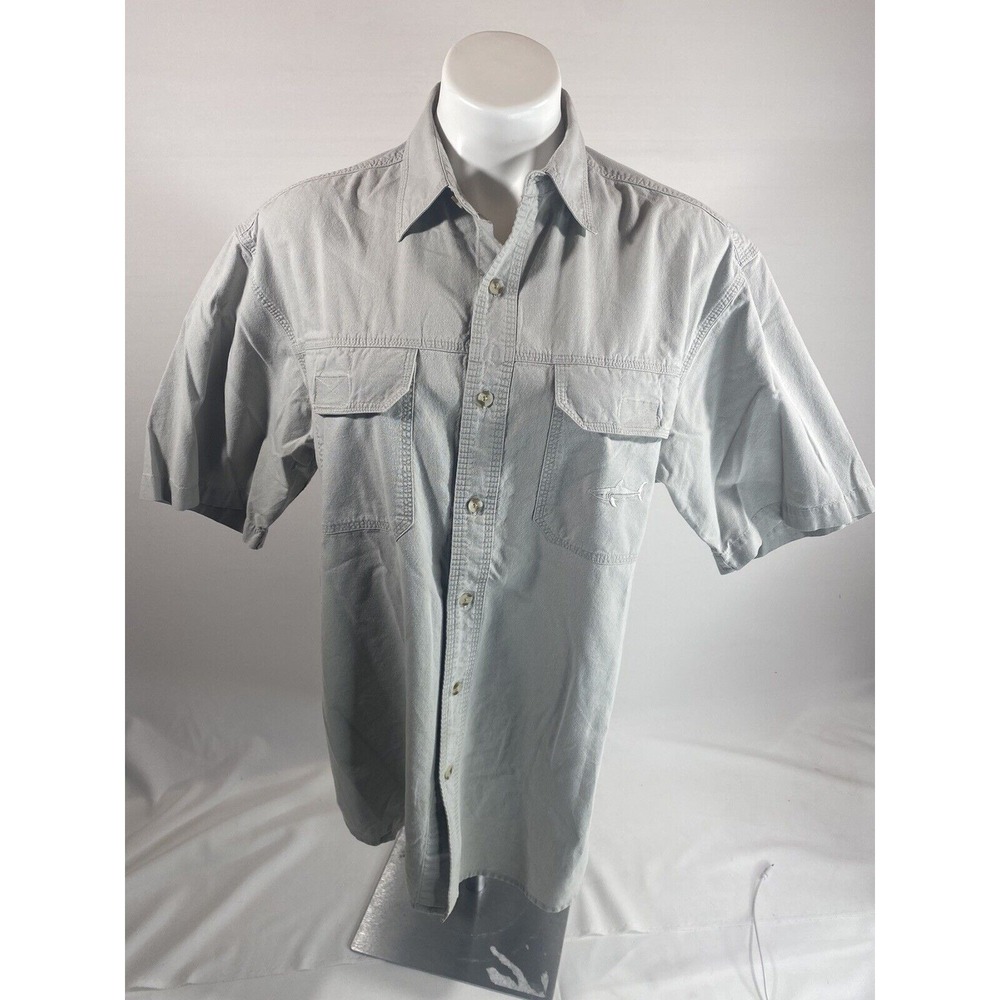Against the Elements Button Up Shirt Men Medium Tan Cotton Short‎ Sleeve Casual